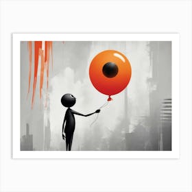 Stickman'S Balloon Art Print