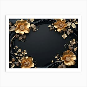 Gold Floral Frame 3 Art Print