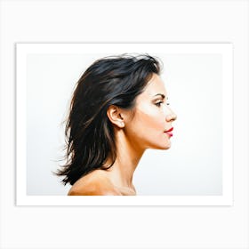 Side Profile Of Beautiful Woman Oil Painting 24 Art Print