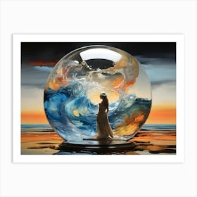 Modern Woman In A Glass Ball Art Print