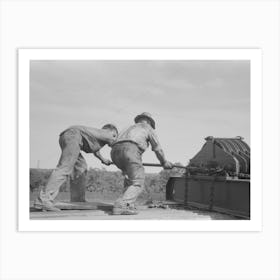 Unloading Heavy Equipment From Truck, Seminole Oil Field, Oklahoma By Russell Lee Art Print