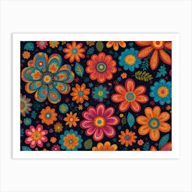 Psychedelic Flowers Art Print