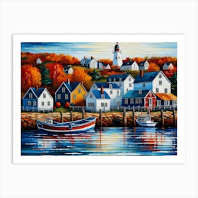 Lighthouse Harbor - Ai Art Print