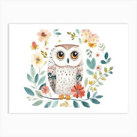 Little Floral Snowy Owl 4 Art Print