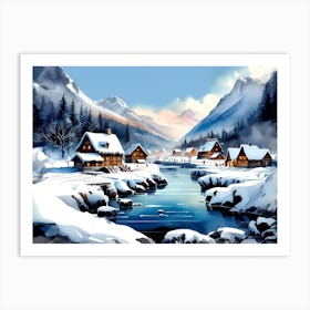 Christmas Winter Village 2 Art Print