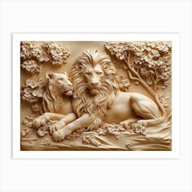 Beautiful Lions 3d Art Print