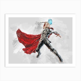 Marvel Fight Thor Art Print