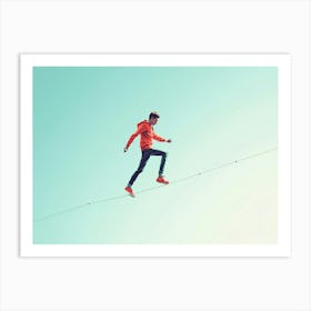 Man Walking On A Tightrope Art Print