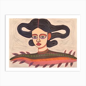 Woman With Long Hair 09 Art Print