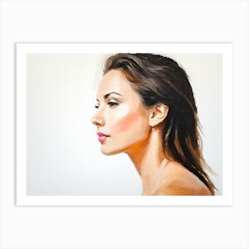 Side Profile Of Beautiful Woman Oil Painting 5 Art Print