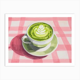 Matcha Latte Pink Checkerboard 2 Art Print