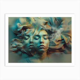 Trippy, faces, artwork print, "Freeing Yourself" Art Print