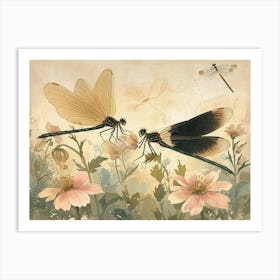 Floral Animal Illustration Dragonfly 1 Art Print