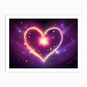 A Colorful Glowing Heart On A Dark Background Horizontal Composition 32 Art Print