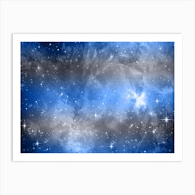 Blue Galaxy Space Background Art Print