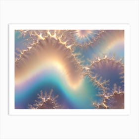 A Fractal Pattern With Delicate, Swirling Shapes In Shades Of Pink, Blue, And Gold, Resembling A Dreamy Landscape Art Print