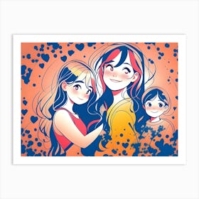 Happy Siblings Hugging Art Print