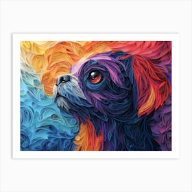 Brussels Griffon Paper Quill Dog Portrait Art Print