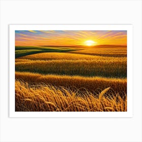 Sunset Wheat Field 3 Art Print