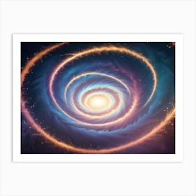 Abstract Image Of A Swirling Galaxy With A Bright Light At Its Center, Surrounded By Sparkling Dust And Clouds Art Print