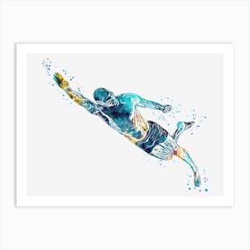 Male Swimmer Diving in Water 2 Art Print