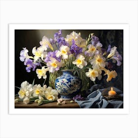 Irises In A Vase Art Print