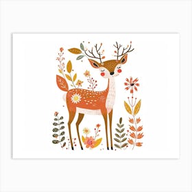 Little Floral Reindeer 1 Art Print