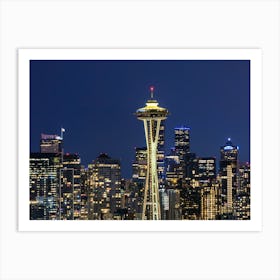 Amazing Seattle Skyline At Blue Hour Art Print