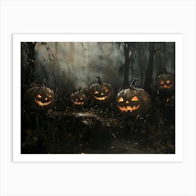 Halloween Pumpkins In The Woods Art Print