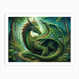 Green Dragon In The Forest Art Print