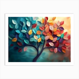 Colorful tree with leaves. Tree Of Life Art Print