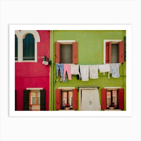 Laundry In Colorful Burano, Italy Art Print