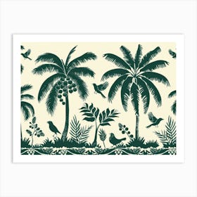 Palm Trees And Birds Art Print