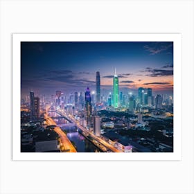 Bangkok Cityscape Set In The Distant Future Where Multiple High Tech Gadgets And Advanced Machinery (6) Art Print