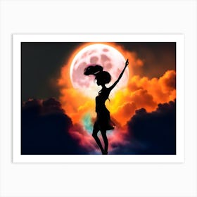 Moon Beauty Hand Up In The Clouds Art Print