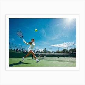 Tennis Match Showcasing An Active Lifestyle Bathed In The Golden Glow Of The Sun Action Packed Mome (6) Art Print