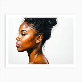 Side Profile Of Beautiful Woman Oil Painting 130 Art Print