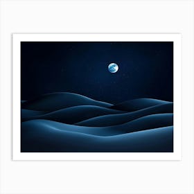 Moon Over The Sea Art Print