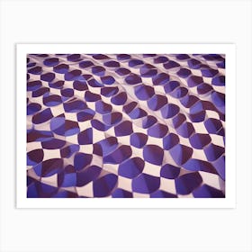 Abstract Image Of A Geometric Pattern Of Purple And White Squares, Creating A Sense Of Depth And Texture Art Print