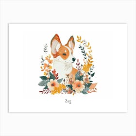 Little Floral Dog 3 Poster Art Print