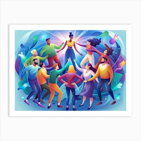 Group Of Diverse People Reaching Up Together Art Print