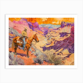 Cowboy Painting Red Rock Canyon Nevada 2 Art Print