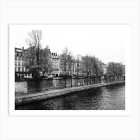 Paris and the Seine in Autumn, Black & White Art Print