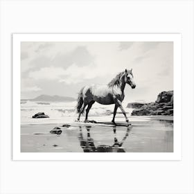 A Horse Oil Painting In Cannon Beach Oregon, Usa, Landscape 4 Art Print