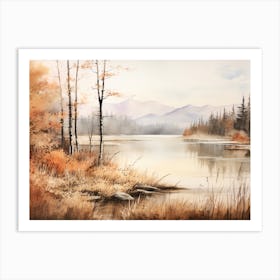 A Painting Of A Lake In Autumn 37 Art Print
