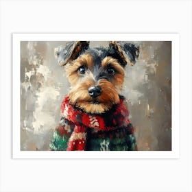 Airedale In Christmas Sweater 9 Art Print