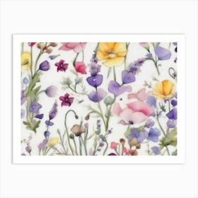 Poppies And Lavender Art Print