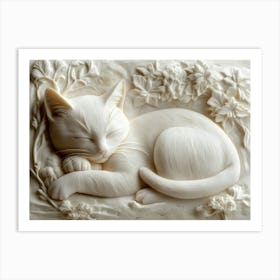 Cat Sleeping Art Print