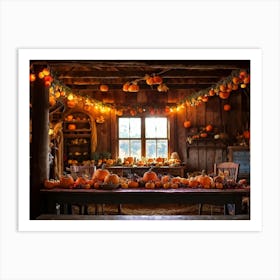 A Traditional Rural Barn Decked Out For An October Thanksgiving Festival Nostalgic Wooden Beams Glo 2 1 Art Print