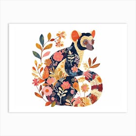 Little Floral Lemur 1 Art Print